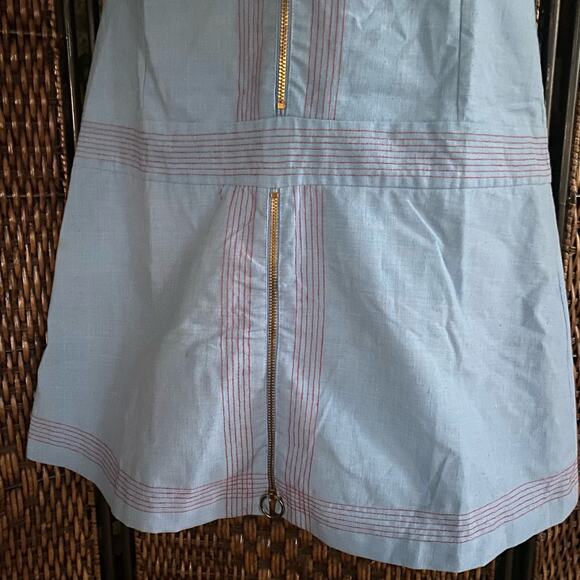 Size L//Vintage 60s Chambray Polka Dot Zip Up Playsuit - Picture 3 of 6